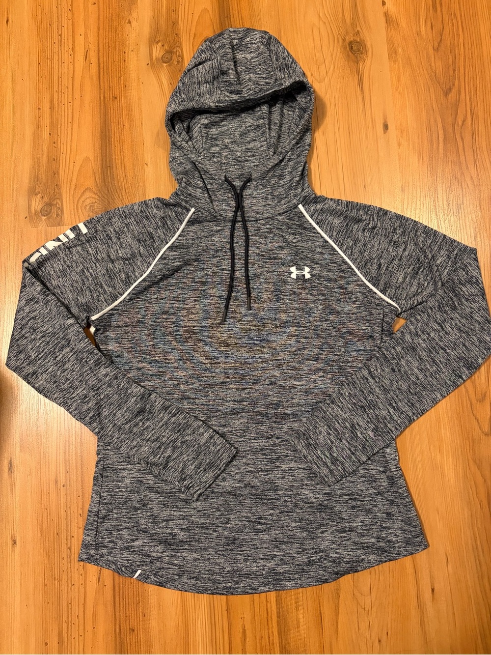 Under Armour Black & Gray Heather Long Sleeve Hooded Tee